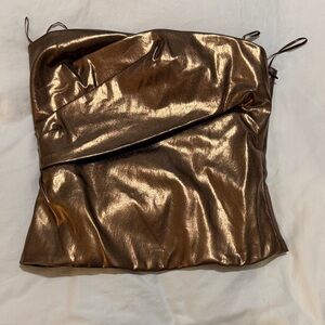 Zara Shimmering Gold Strapless Top